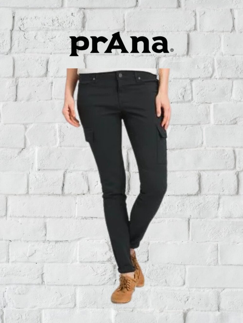 Prana Pants Women Black Cargo Skinny Stretch Casual 10 hiking